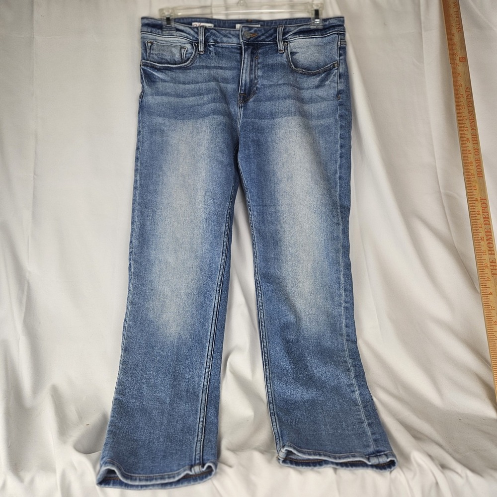 Vigoss Jeans Womens 31 Thompson Tomboy Mid Rise Tapered Blue Stretch Denim